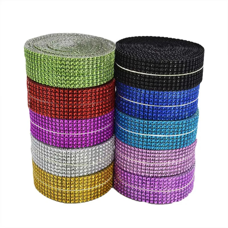 2yards 4cm Bling Diamond mesh Wrap ribbon silver Rhinestone Mesh Roll Home Party Decoration Crystal Tape Handmade Craft