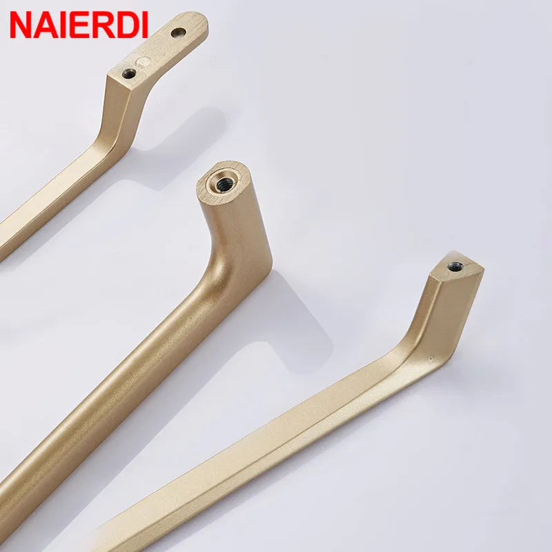 NAIERDI Solid Zinc Alloy Gold Cabinet Handles for Furniture Drawer Knobs Cabinet Pulls Decorative Home Decor Hardware