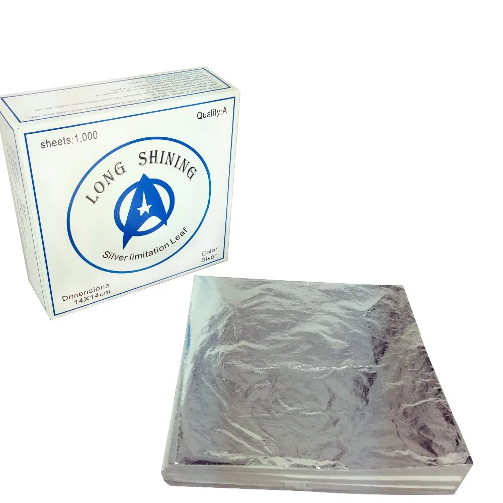 Imitation Silver Leaf Gilding Aluminum foil Sheets - 1000 sheets Art Craft Design Paper Silver foil leaves for Gilding