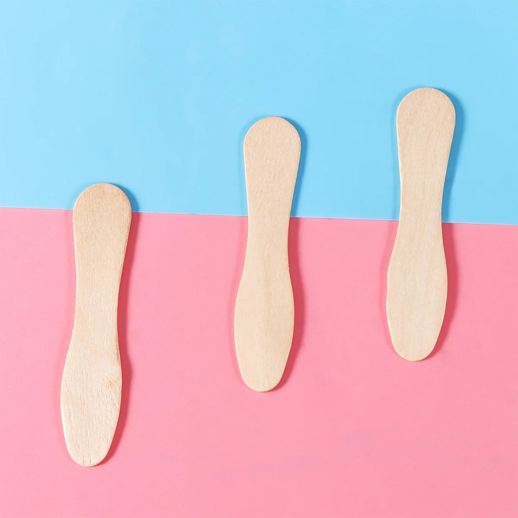 100pcs /set Healthy Nontoxic Smooth Natural Wooden Compostable Honey Sugar Scrub Yogurt Pudding Ice Cream Stick Tasting Spoon