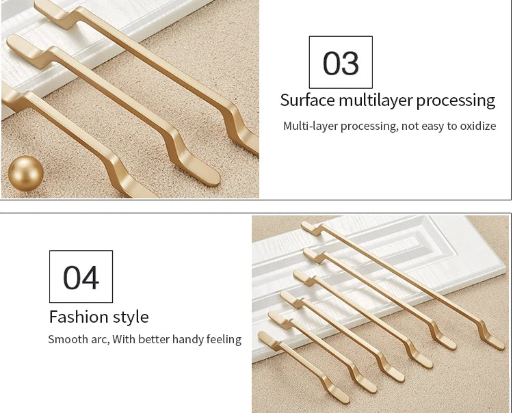 NAIERDI Solid Zinc Alloy Gold Cabinet Handles for Furniture Drawer Knobs Cabinet Pulls Decorative Home Decor Hardware