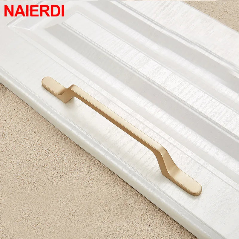 NAIERDI Solid Zinc Alloy Gold Cabinet Handles for Furniture Drawer Knobs Cabinet Pulls Decorative Home Decor Hardware