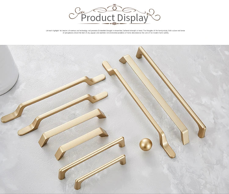 NAIERDI Solid Zinc Alloy Gold Cabinet Handles for Furniture Drawer Knobs Cabinet Pulls Decorative Home Decor Hardware