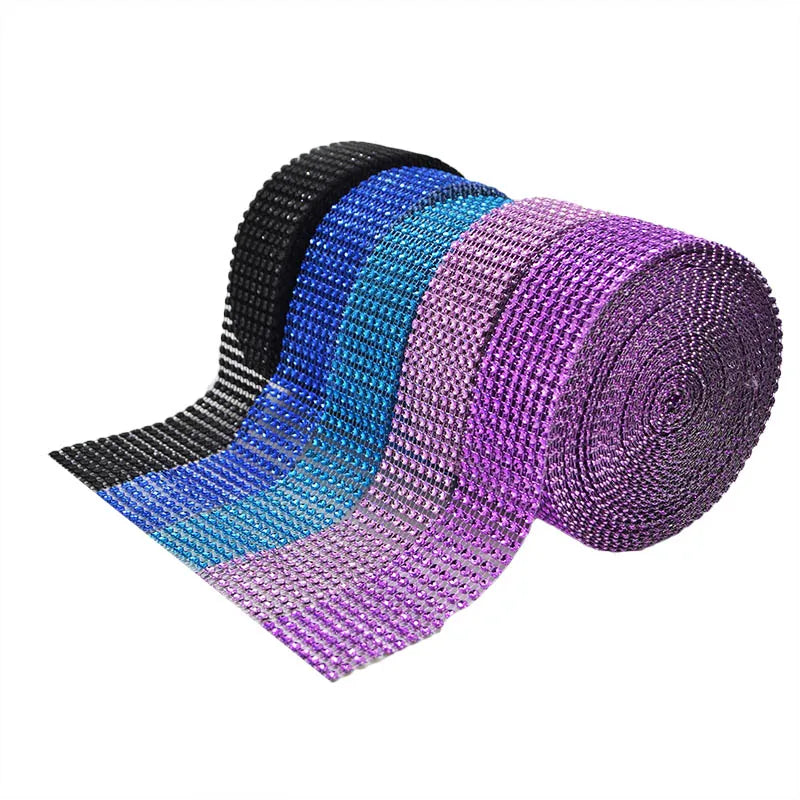 2yards 4cm Bling Diamond mesh Wrap ribbon silver Rhinestone Mesh Roll Home Party Decoration Crystal Tape Handmade Craft