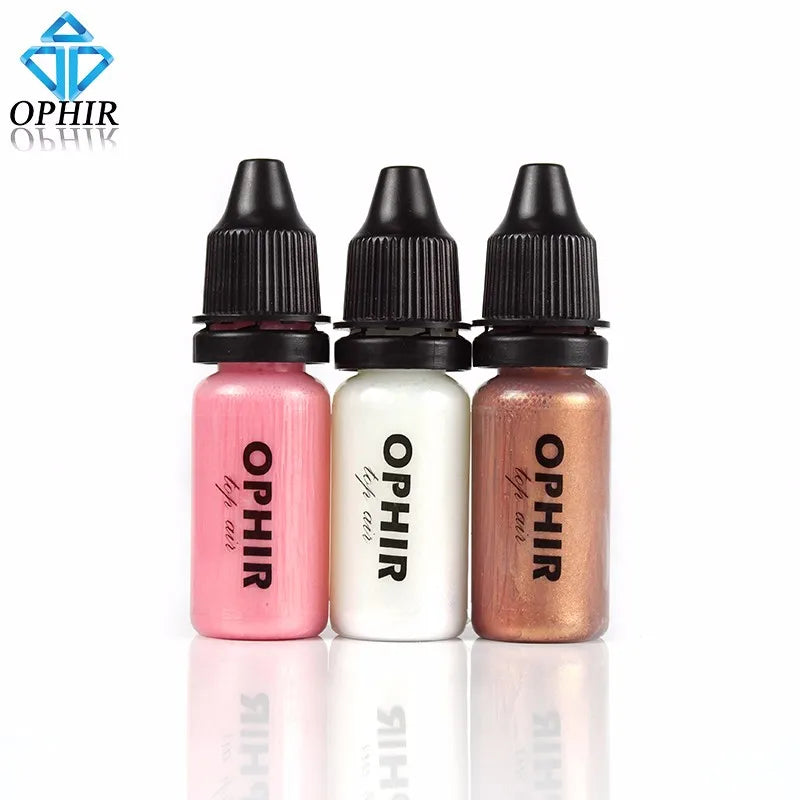 OPHIR 10 Bottles Airbrush Makeup Inks Set with 3 Colors Air Foundation 2x Air Blush 5x Air Eyeshadow for Face Paint Makeup Salon