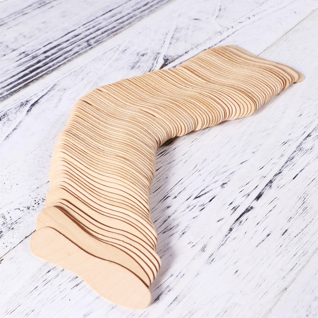 100pcs /set Healthy Nontoxic Smooth Natural Wooden Compostable Honey Sugar Scrub Yogurt Pudding Ice Cream Stick Tasting Spoon