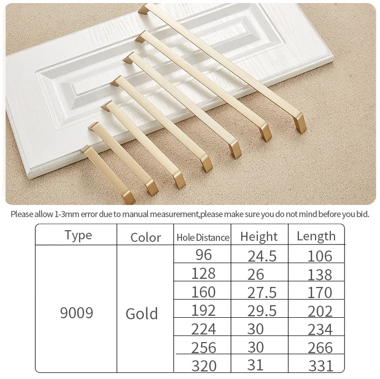NAIERDI Solid Zinc Alloy Gold Cabinet Handles for Furniture Drawer Knobs Cabinet Pulls Decorative Home Decor Hardware