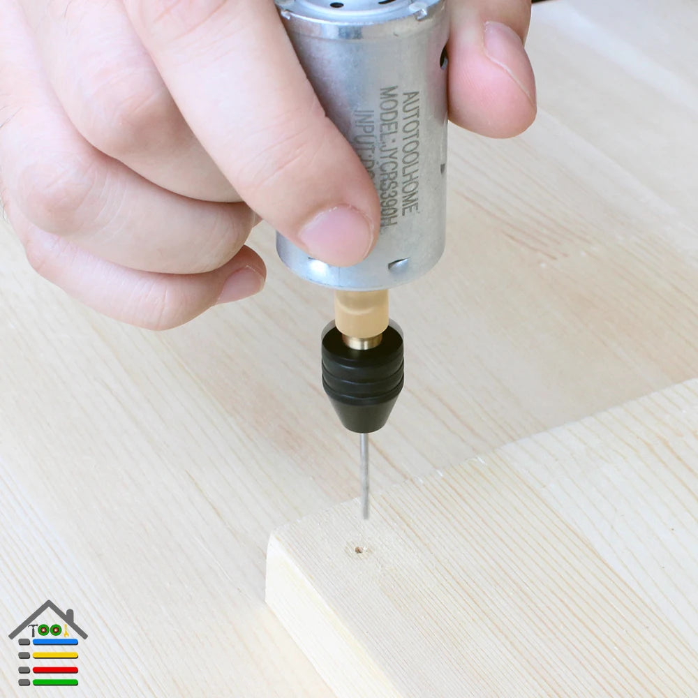 Mini DIY DC 12V Motor Hand  Electric Drill +0.5-3.2mm Keyless Chuck 10pc Twist Bits for PCB Wood Plastic Cardboard Hole Saw