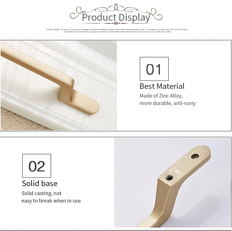NAIERDI Solid Zinc Alloy Gold Cabinet Handles for Furniture Drawer Knobs Cabinet Pulls Decorative Home Decor Hardware