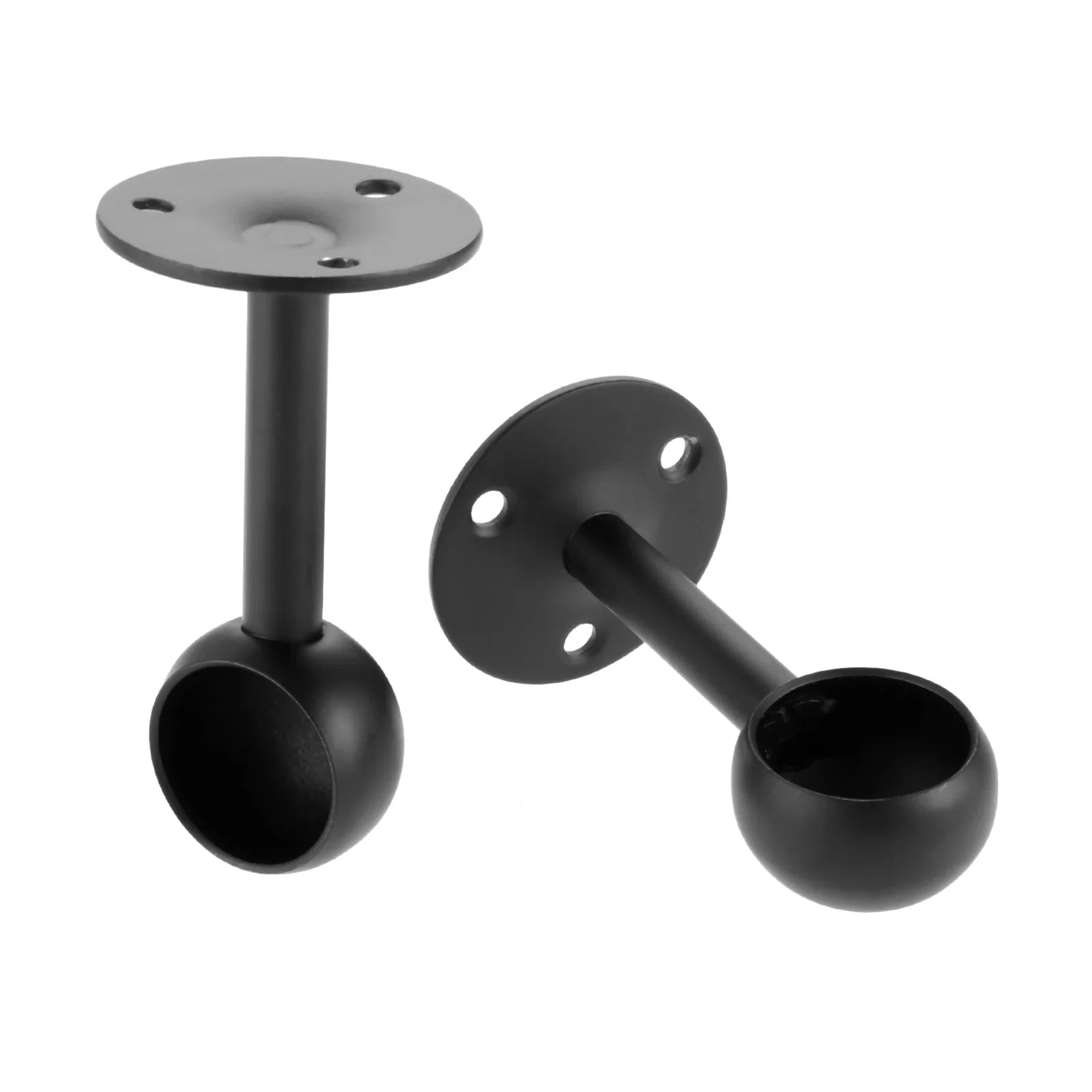 2Pcs Black Steel Closet Pole Socket Brackets Wardrobe Rod Brackets Curtain Rod End Supports Flange Rod Holder 16/19/22/25/32mm