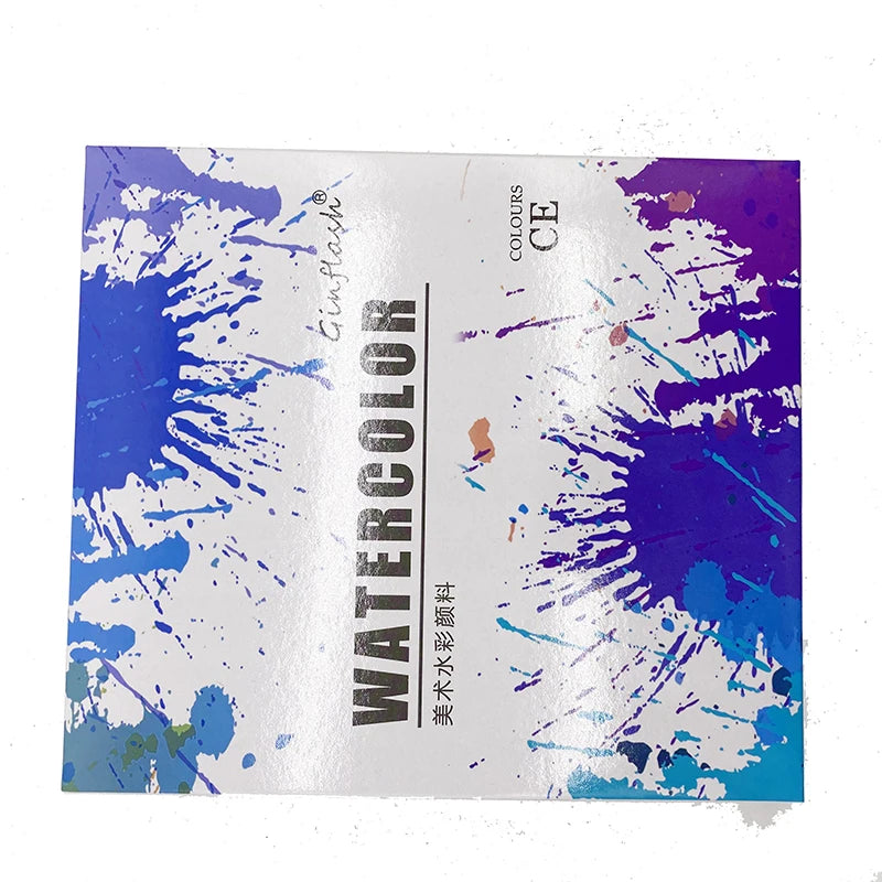 50/90 Color Solid Watercolor Paint Set Glitter Portable Metal Box Watercolor Pigment squirrel hair brush nail art