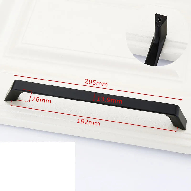 Black Handles for Furniture Cabinet Knobs and Kitchen Drawer Pulls Cupboard  Aluminium Alloy