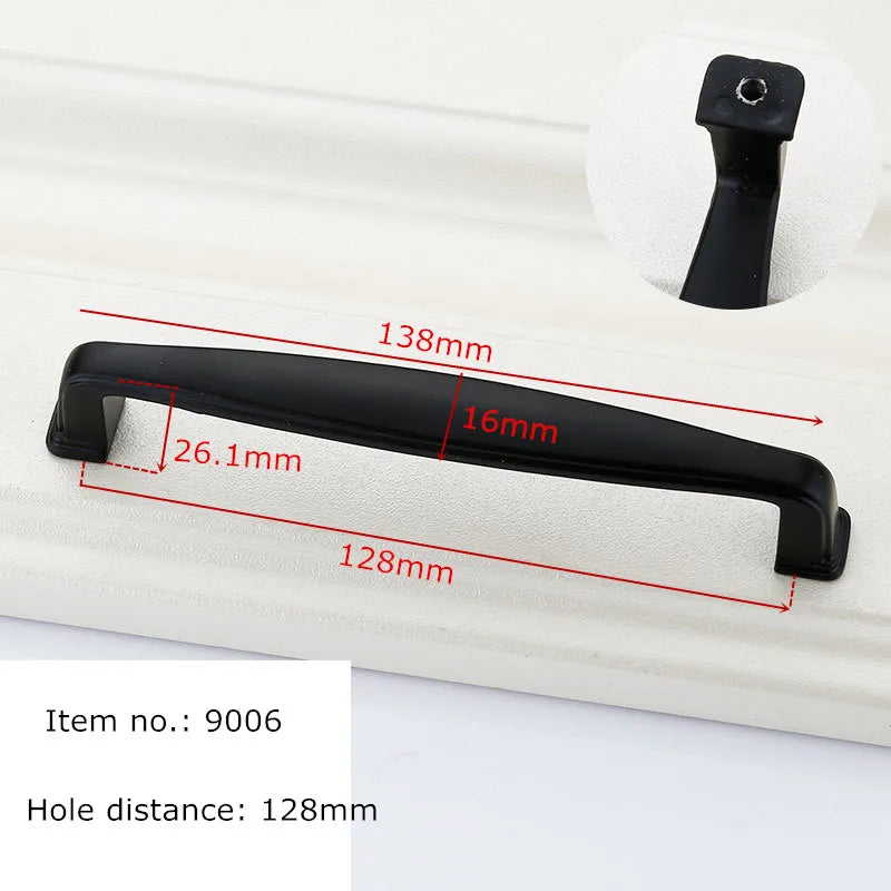 Black Handles for Furniture Cabinet Knobs and Kitchen Drawer Pulls Cupboard  Aluminium Alloy