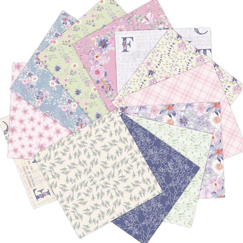 24 Sheets Flower Garden Craft Paper Pads Cutting Dies Art Background Origami Scrapbooking Card Making