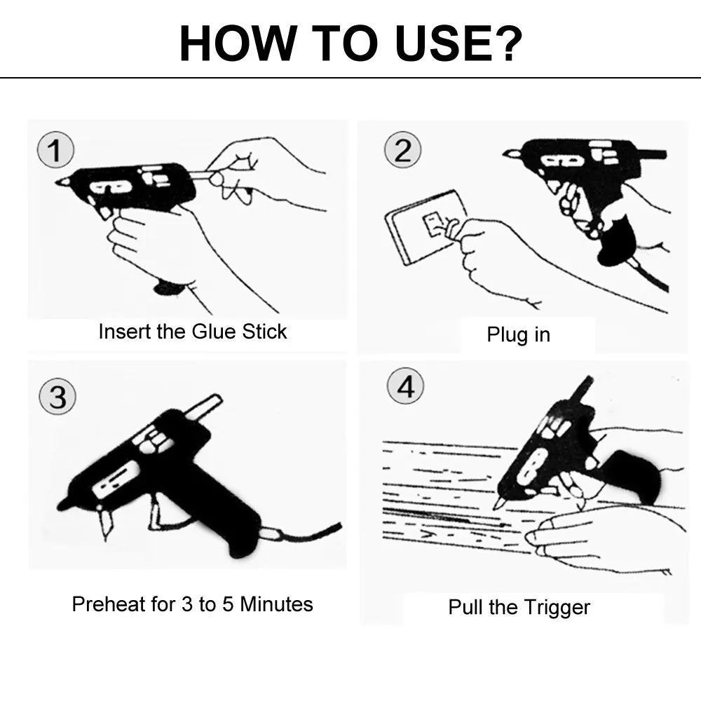 20W Hot Melt Glue Gun with Glue Sticks Industrial Mini Guns Thermo Electric Heat Temperature Tool with 7*100MM Sticks