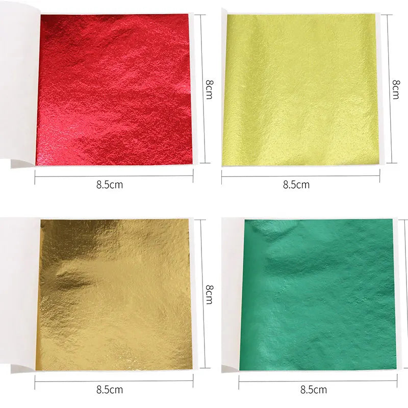 100pcs/10colors sheet  Pink Gold Leaf Imitation Sliver Foil Papers DIY Art Crafts Design packaging material Food decoration