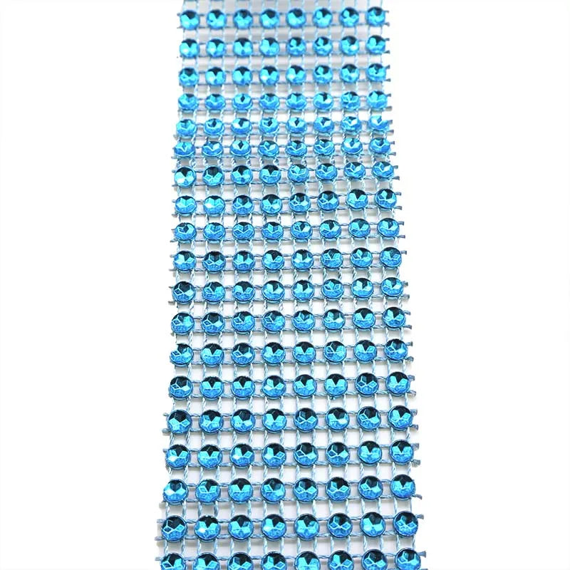 2yards 4cm Bling Diamond mesh Wrap ribbon silver Rhinestone Mesh Roll Home Party Decoration Crystal Tape Handmade Craft