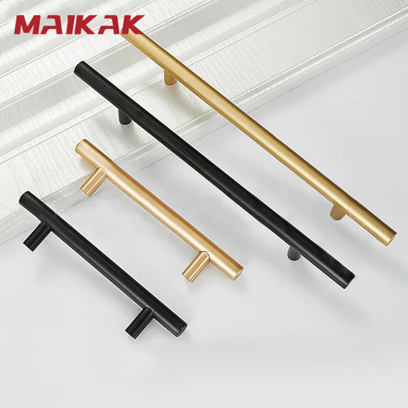 Black Golden Cupboard Handle Brushed Stainless Steel Kitchen Cabinet Door Knob Furniture Drawer Pull  Hardware Pulls  Bar Handle