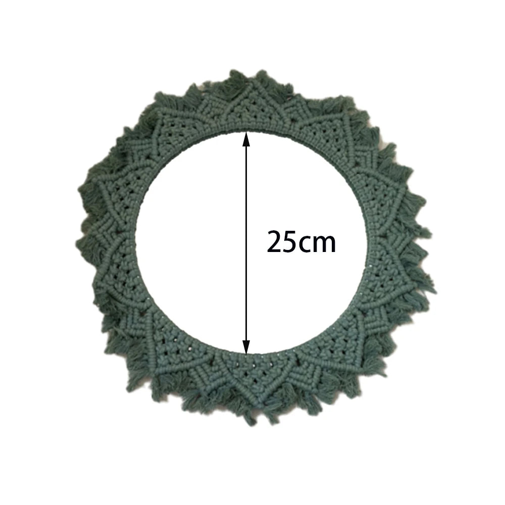 Bohemia Macrame Handmade Makeup Decorative Mirror Wall Tapestry For Bedroom Livingroom Bathroom Home Decor  Shower Round Mirrors