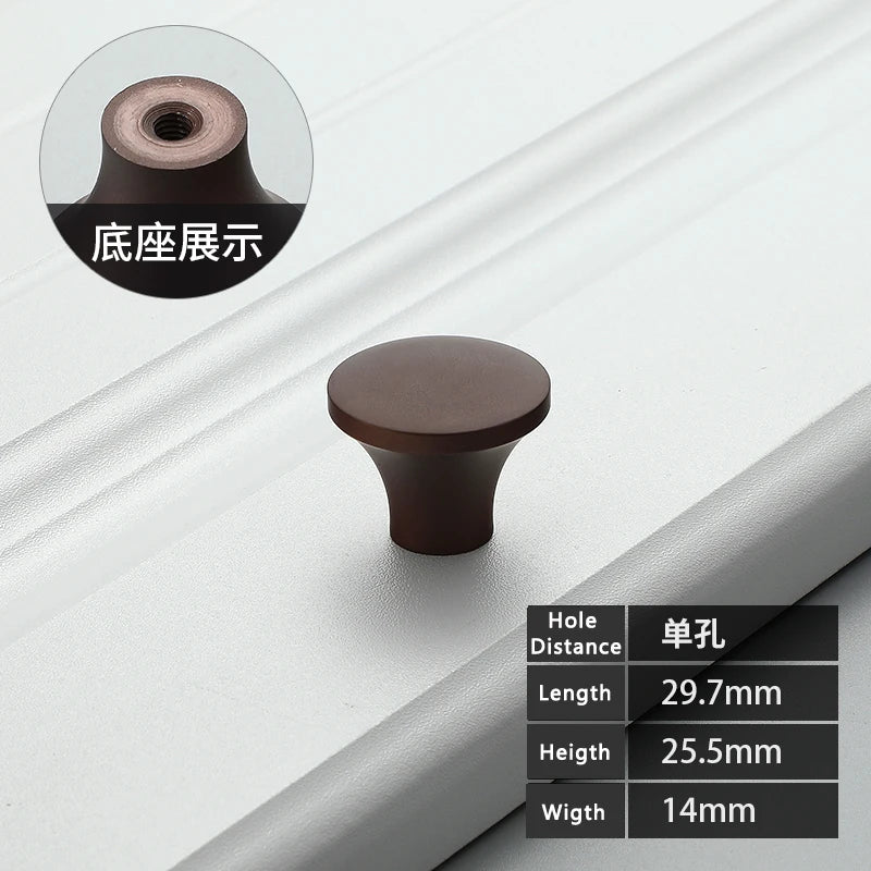 WV Kitchen Dressers Round Single Hole Brown Wardrobe Cupboard Drawer Handles Solid Knobs Hardware Furniture Handles Pulls Knobs