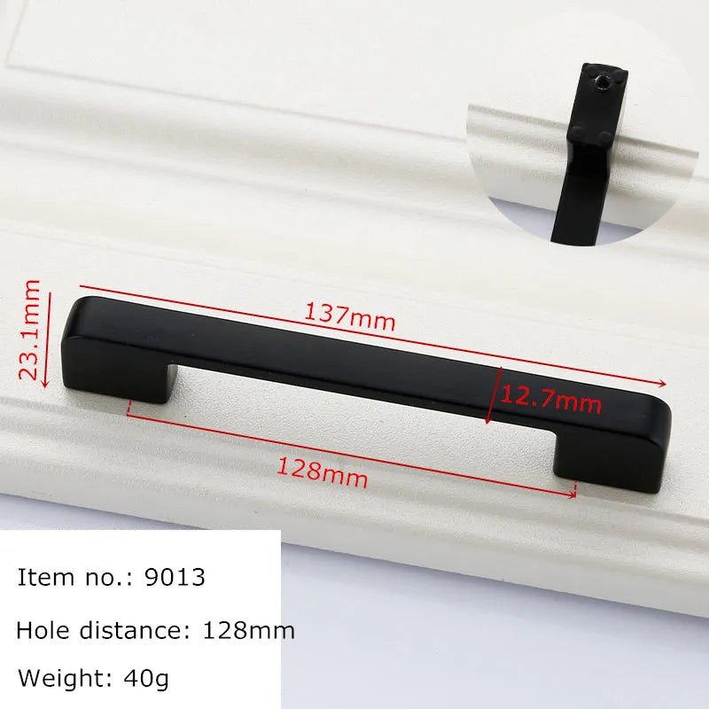 Black Handles for Furniture Cabinet Knobs and Kitchen Drawer Pulls Cupboard  Aluminium Alloy