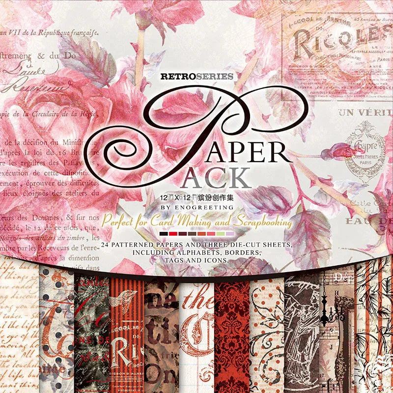 12 Inch Retro Paper Bag DIY Photo Album Scrapbook Decoration Paper Card Hand Account Making Material Background Paper