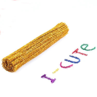 100pcs Glitter Chenille Stems Pipe Cleaners Plush Tinsel Stems Wired Sticks Kids Educational DIY Craft Supplies Toys Crafting