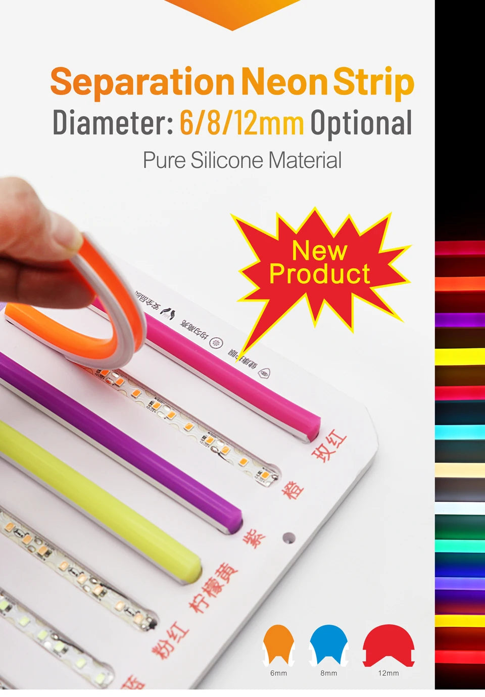 6/8mm 5M/Rolls DIY Separate Silicone Neon Strip 120Leds S-Bendable Newly Flexible Led Tape For LED Neon Sign Waterproof  IP67