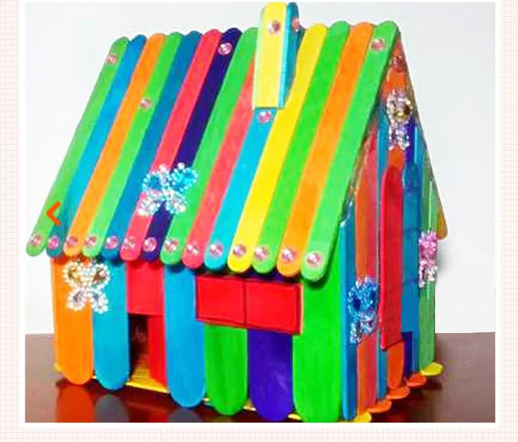 50Pcs Wooden Popsicle Sticks Natural Wood Ice Cream Sticks Creative Kids puzzle DIY Hand Crafts Building Blocks Accessories