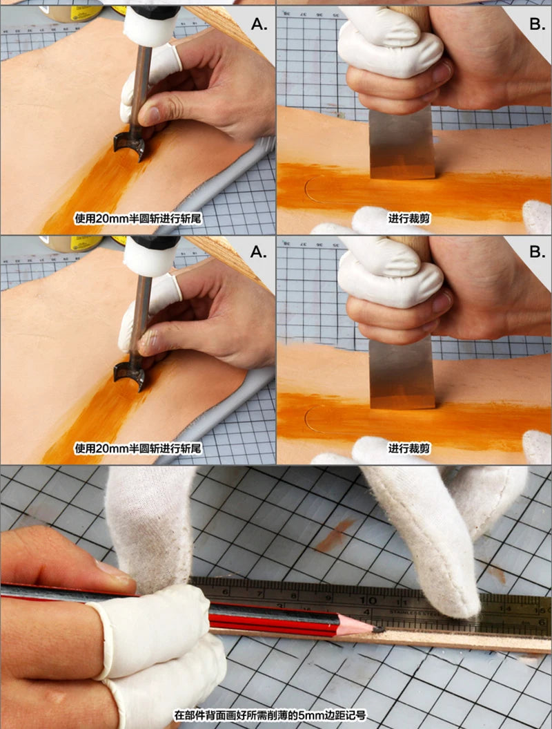 WUTA Professional Leather Craft Cutting Knife DIY Craft Knife Sharping Skiving Tool High Speed Steel Blade Right/Left Handed