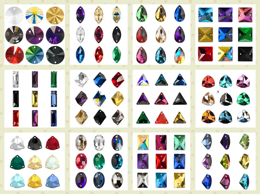 YANRUO Teardrop Sew-on Rhinestones Glass Crystal Stone Sewing Embroidery Clothes Accessories Stones For DIY Wedding Dress Decor