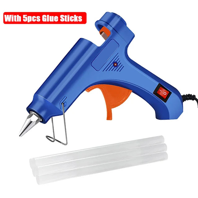 20W Hot Melt Glue Gun with Glue Sticks Industrial Mini Guns Thermo Electric Heat Temperature Tool with 7*100MM Sticks