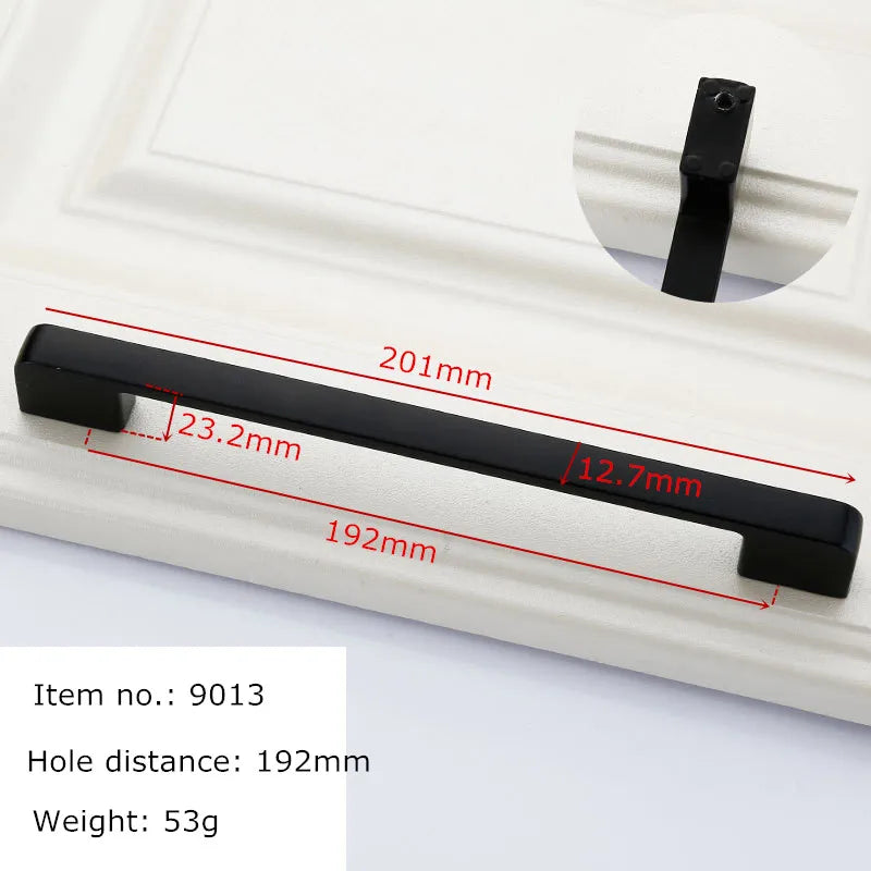 Black Handles for Furniture Cabinet Knobs and Kitchen Drawer Pulls Cupboard  Aluminium Alloy