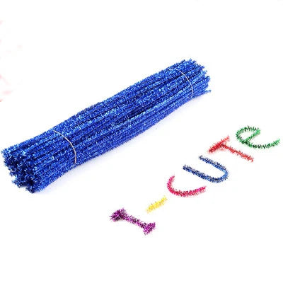 100pcs Glitter Chenille Stems Pipe Cleaners Plush Tinsel Stems Wired Sticks Kids Educational DIY Craft Supplies Toys Crafting
