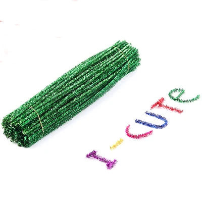 100pcs Glitter Chenille Stems Pipe Cleaners Plush Tinsel Stems Wired Sticks Kids Educational DIY Craft Supplies Toys Crafting