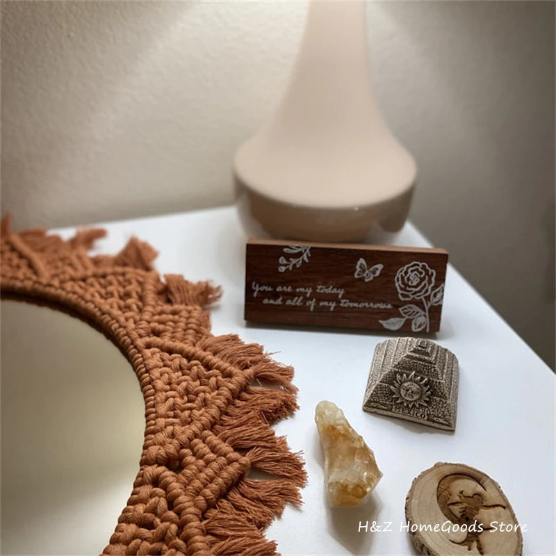 Bohemia Macrame Handmade Makeup Decorative Mirror Wall Tapestry For Bedroom Livingroom Bathroom Home Decor  Shower Round Mirrors