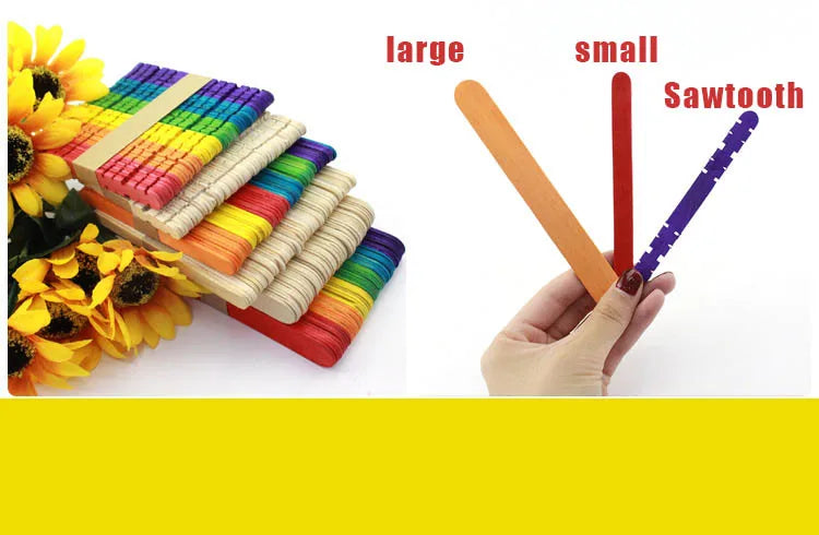50Pcs Wooden Popsicle Sticks Natural Wood Ice Cream Sticks Creative Kids puzzle DIY Hand Crafts Building Blocks Accessories