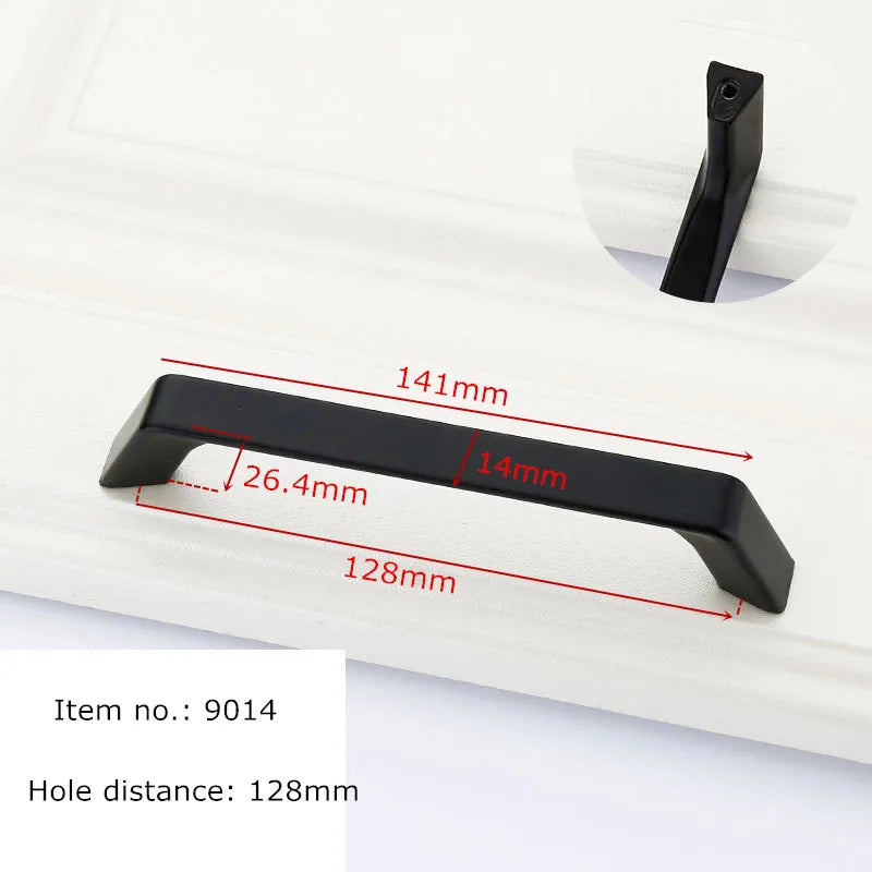 Black Handles for Furniture Cabinet Knobs and Kitchen Drawer Pulls Cupboard  Aluminium Alloy
