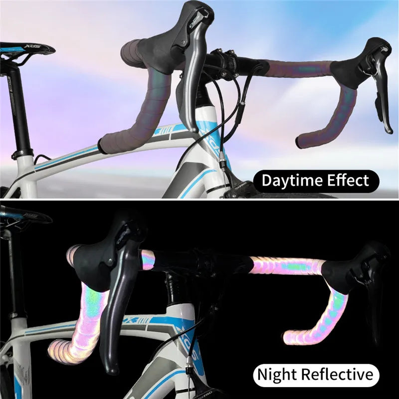 WEST BIKING Road Bike Handlebar Tape Reflective Dazzle Shockproof Bike Cycling Bar Tape Wrap With Bar Plugs Bicycle Accessories