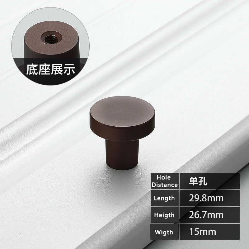 WV Kitchen Dressers Round Single Hole Brown Wardrobe Cupboard Drawer Handles Solid Knobs Hardware Furniture Handles Pulls Knobs