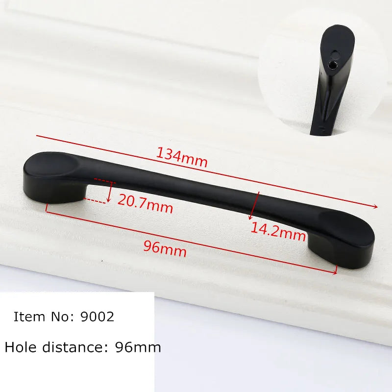 Black Handles for Furniture Cabinet Knobs and Kitchen Drawer Pulls Cupboard  Aluminium Alloy