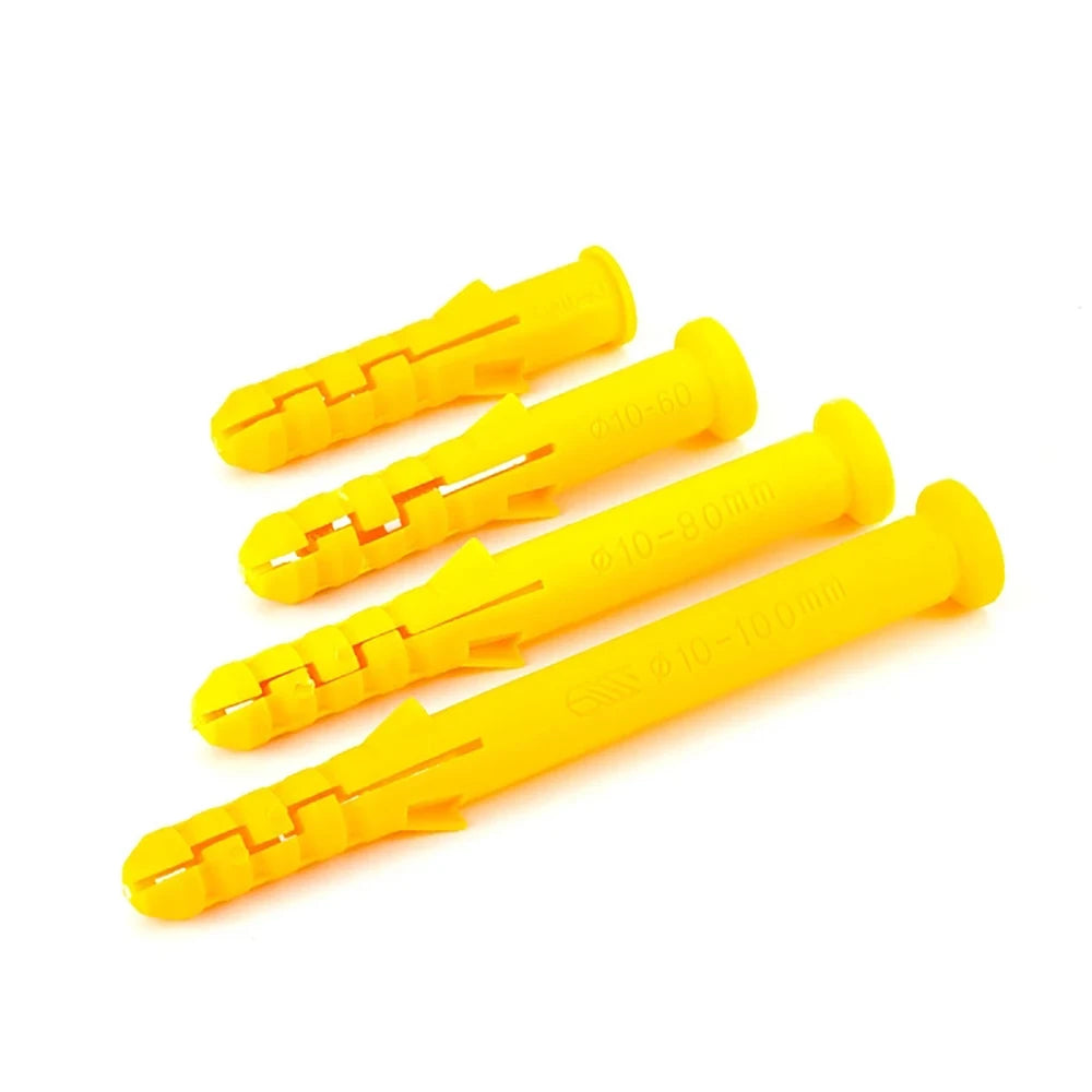 Yiqianyuan M8 Wall Plastic Wall Anchor Bolts Expansion Pipe Column Concrete Wall Plug Frame Fixings Tube Yellow