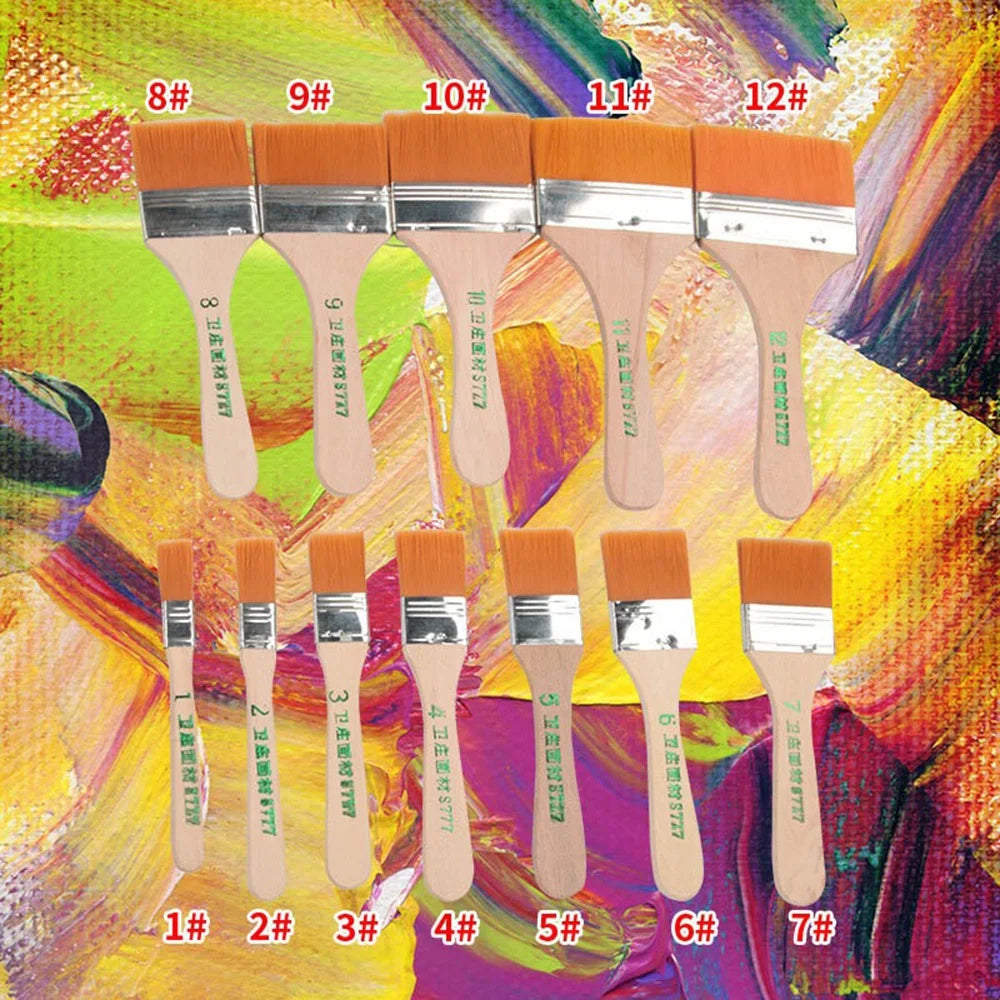 12Pcs/Set High Quality Nylon Paint Brushes With Different Sizes And Wooden Handles Ideal For Acrylic Oil And Watercolor Painting