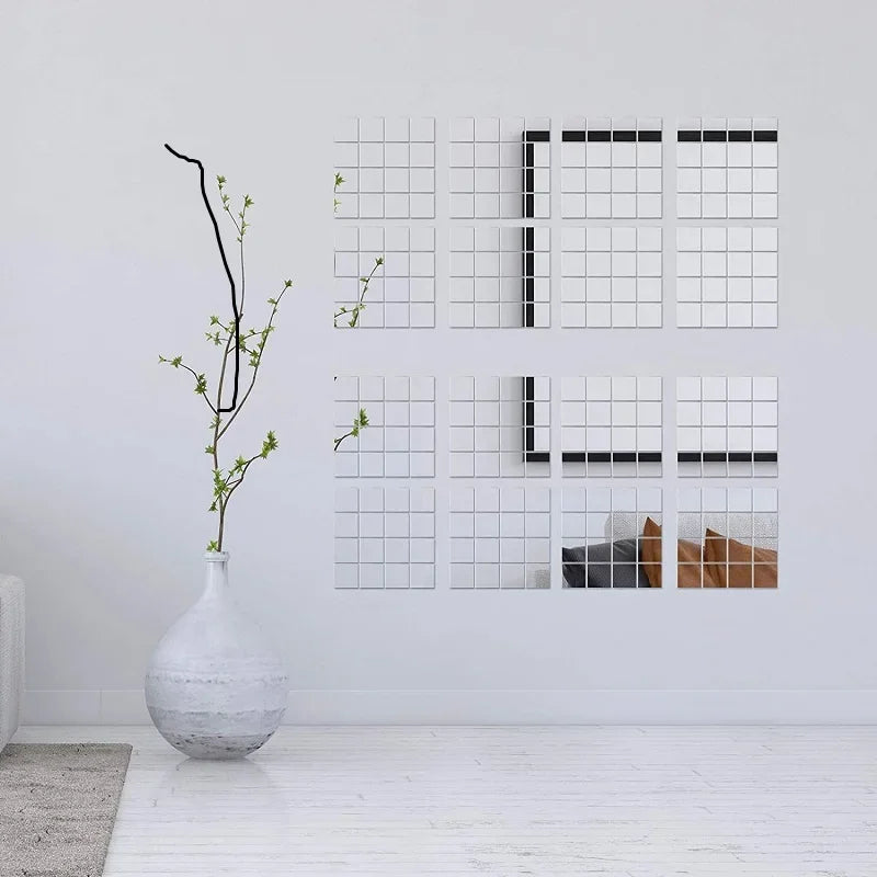 100/200/500Pcs 10x10mm/15x15mm Mini Acrylic Square Mirror Mosaic Tiles Bulk Mirror Wall Sticker For Diy Crafts Home Decoration