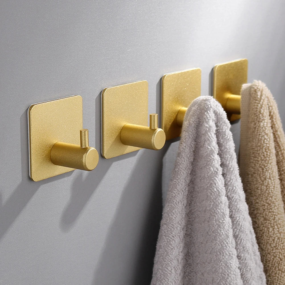 Space Aluminium Self Adhesive Towel Hooks Wall Coat Rack Key Holder Towel Hooks Clothes Hanging Rack Bathroom Accessories
