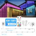 150FT 90LEDS, Permanent Outdoor LED strip Lights, Smart RGBIC Outdoor Lights With 72 Scene Modes, Garden Yard, IP68 Eaves Lights