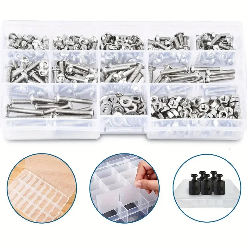 KKM M4 Stainless Steel Bolt Kit - 409pcs Hex Button Head Screws, Nuts & Washers Assortment Set" (92 bytes)