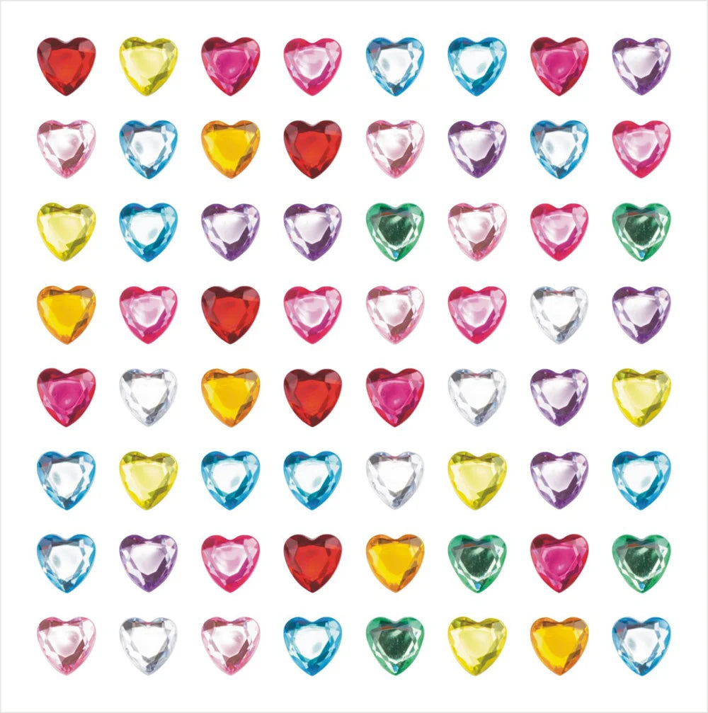 Bling Sparkly 3D Gem Acrylic Earrings Stickers Kids DIY Toys 6MM Self Adhesive Love Heart Rhinestone Crystal Stickers For Girls