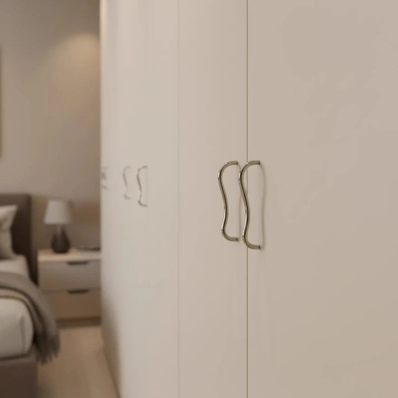 Brass Irregular Line Furniture Handles Bright Cupboard Wardrobe Dresser Drawer Cabinet Knobs Door Pulls T-Bar Decorative Knob