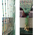 Green Bohemian Style Beaded Curtain, 76 Glass Beads for Doorways, Windows, and Room Decor